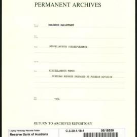 Research Department - Miscellaneous Correspondence - Memoranda (books, stores) - The Australian Trade Mission to SE Asia, Africa and Japan - Overseas Reports Prepared by the Foreign Division - File 1 - 1956
