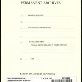 Research Department - Miscellaneous Correspondence - Memoranda (books, stores) - The Australian Trade Mission to SE Asia, Africa and Japan - Overseas Reports Prepared by the Foreign Division - File 2 - 1957
