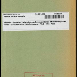Research Department - Miscellaneous Correspondence - Memoranda (books, stores) - (EDP) Electronic Data Processing - File 2 - 1956 - 1962