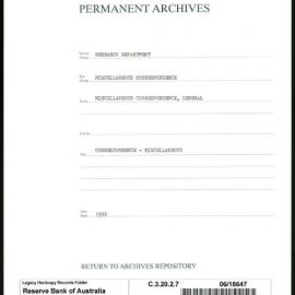 Research Department - Miscellaneous Correspondence - Miscellaneous, General - 1936
