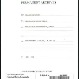 Research Department - Miscellaneous Correspondence - Miscellaneous, General - Garland, JM - 1938 - 1939