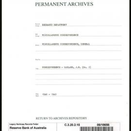 Research Department - Miscellaneous Correspondence - Miscellaneous, General - Garland, JM - 1940 - 1942