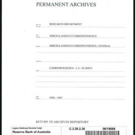 Research Department - Miscellaneous Correspondence - Miscellaneous, General - Rusden, LU - 1938 - 1947