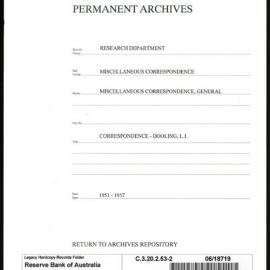 Research Department - Miscellaneous Correspondence - Miscellaneous, General - Dooling, LJ - File 2 - 1951 - 1957