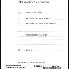 Research Department - Miscellaneous Correspondence - Miscellaneous, General - Fuller, HA - File 6 - 1955