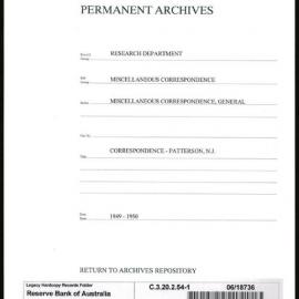 Research Department - Miscellaneous Correspondence - Miscellaneous, General - Patterson, NJ - File 1 - 1949 - 1950