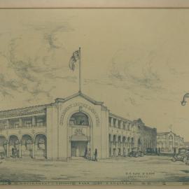 Government Savings Bank - Canberra - HE Ross & Rowe Architects pencil sketch - c.1920s
