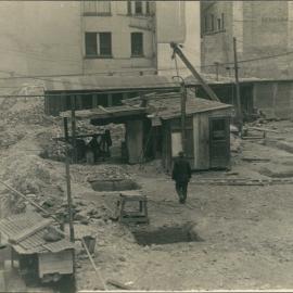 Premises - Government Savings Bank of NSW - 48-50 Martin Place - Construction - excavation showing drainage channel along Castlereagh Street alignment - 1924