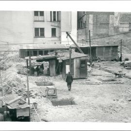 Premises - Government Savings Bank of NSW - 48-50 Martin Place - Construction - excavation showing drainage channel along Castlereagh Street alignment - 1924