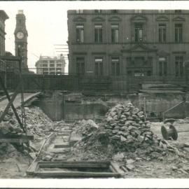 Premises - Government Savings Bank of NSW - 48-50 Martin Place - Construction - pit holes along alignment of exterior of Martin Place - 1924