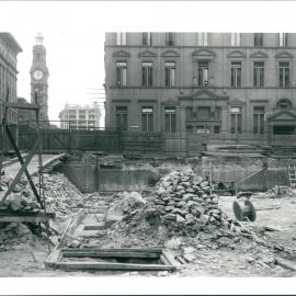 Premises - Government Savings Bank of NSW - 48-50 Martin Place - Construction - pit holes along alignment of exterior of Martin Place - 1924