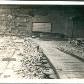Premises - Government Savings Bank of NSW - Head Office 48-50 Martin Place - Construction - Ramp leading up to Martin Place, pier holes along alignment of exterior of Martin Place - 1924