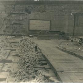 Premises - Government Savings Bank of NSW - Head Office 48-50 Martin Place - Construction - Ramp leading up to Martin Place, pier holes along alignment of exterior of Martin Place - 1924