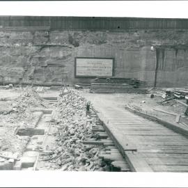 Premises - Government Savings Bank of NSW - Head Office 48-50 Martin Place - Construction - Ramp leading up to Martin Place, pier holes along alignment of exterior of Martin Place - 1924
