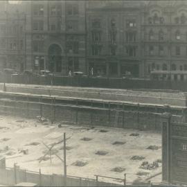 Premises - Government Savings Bank of NSW - Head Office 48-50 Martin Place - Construction - View showing excavation and pier holes - December 1924