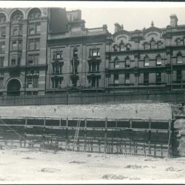 Premises - Government Savings Bank of NSW - Head Office 48-50 Martin Place - Construction - Brick retaining wall on Elizabeth Street (View 3) - December 1924