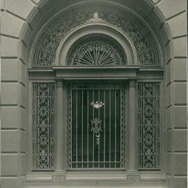 Premises - Government Savings Bank of NSW - Head Office 48-50 Martin Place - Exterior - Banking Chamber looking through exterior window and grille - 1928