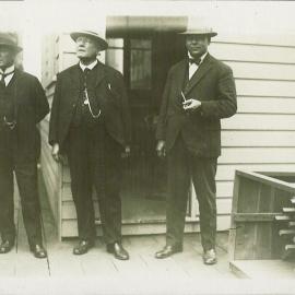 Staff - Individual Officers - Government Savings Bank of NSW - Head Office - L to R: R.W. May, W.H. O'Malley Wood and V.A. Rosich - 13 May 1925