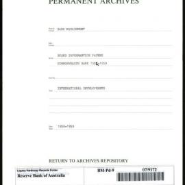 Bank Management - Commonwealth Bank - 1952 - 1959 - Board Information Papers - International Developments - 1958 - 1959
