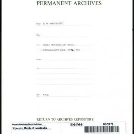 Bank Management - Commonwealth Bank - 1952 - 1959 - Board Information Papers - 1958