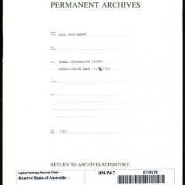 Bank Management - Commonwealth Bank - 1952 - 1959 - Board Information Papers - 1957