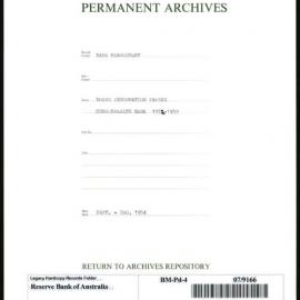 Bank Management - Commonwealth Bank - 1952 - 1959 - Board Information Papers - September - December 1954