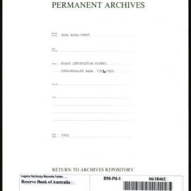 Bank Management - Commonwealth Bank - 1952 - 1959 - Board Information Papers - 1952