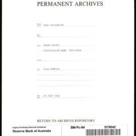 Bank Management - Commonwealth Bank - Board Papers - 1951 - 1959 - 91st Meeting - 22 July 1959