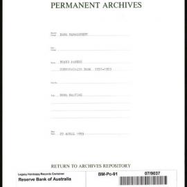 Bank Management - Commonwealth Bank - Board Papers - 1951 - 1959 - 88th Meeting - 22 April 1959