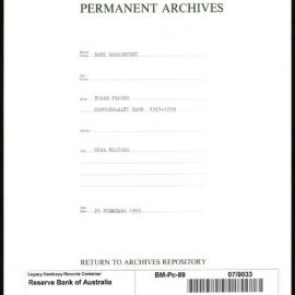 Bank Management - Commonwealth Bank - Board Papers - 1951 - 1959 - 86th Meeting - 25 February 1959