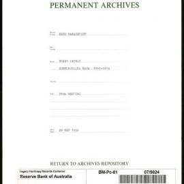 Bank Management - Commonwealth Bank - Board Papers - 1951 - 1959 - 78th Meeting - 28 May 1958