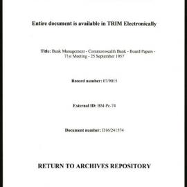 Bank Management - Commonwealth Bank - Board Papers - 1951 - 1959 - 71st Meeting - 25 September 1957
