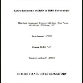 Bank Management - Commonwealth Bank - Board Papers - 1951 - 1959 - 64th Meeting - 27 February 1957