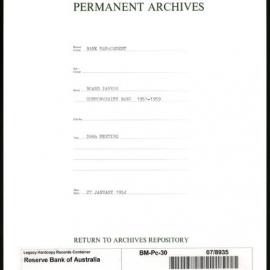 Bank Management - Commonwealth Bank - Board Papers - 1951 - 1959 - 28th Meeting - 27 January 1954