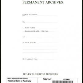 Bank Management - Commonwealth Bank - Board Papers - 1924 - 1945 - 246th Meeting - 11 January 1944