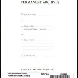 Bank Management - Commonwealth Bank - Board Papers - 1924 - 1945 - 243rd Meeting - 7 October 1943