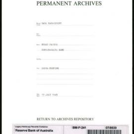 Bank Management - Commonwealth Bank - Board Papers - 1924 - 1945 - 240th Meeting - 13 July 1943