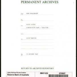 Bank Management - Commonwealth Bank - Board Papers - 1924 - 1945 - 231st Meeting - 19 October 1942