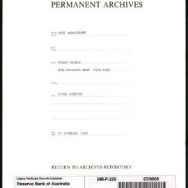 Bank Management - Commonwealth Bank - Board Papers - 1924 - 1945 - 219th Meeting - 11 November 1941