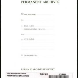 Bank Management - Commonwealth Bank - Board Papers - 1924 - 1945 - 217th Meeting - 10 September 1941