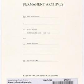 Bank Management - Commonwealth Bank - Board Papers - 1924 - 1945 - 199th Meeting - 12 March 1940