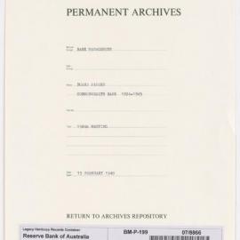 Bank Management - Commonwealth Bank - Board Papers - 1924 - 1945 - 198th Meeting - 13 February 1940