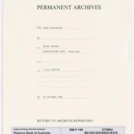Bank Management - Commonwealth Bank - Board Papers - 1924 - 1945 - 197th Meeting - 18 January 1940