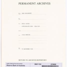 Bank Management - Commonwealth Bank - Board Papers - 1924 - 1945 - 192nd Meeting - 15 September 1939
