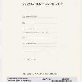 Bank Management - Commonwealth Bank - Board Papers - 1924 - 1945 - 185th Meeting - 13 April 1939