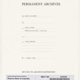Bank Management - Commonwealth Bank - Board Papers - 1924 - 1945 - 184th Meeting - 15 March 1939