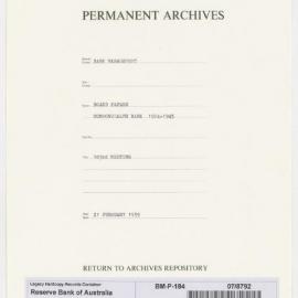 Bank Management - Commonwealth Bank - Board Papers - 1924 - 1945 - 183rd Meeting - 21 February 1939