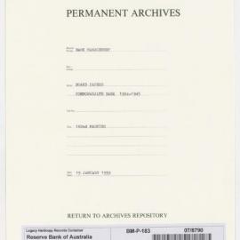 Bank Management - Commonwealth Bank - Board Papers - 1924 - 1945 - 182nd Meeting - 19 January 1939