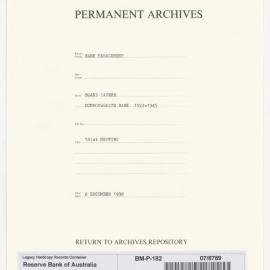 Bank Management - Commonwealth Bank - Board Papers - 1924 - 1945 - 181st Meeting - 6 December 1938