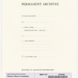Bank Management - Commonwealth Bank - Board Papers - 1924 - 1945 - 180th Meeting - 15 November 1938